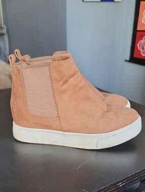 Soda Tan Suede Slip-On Platform Sneakers